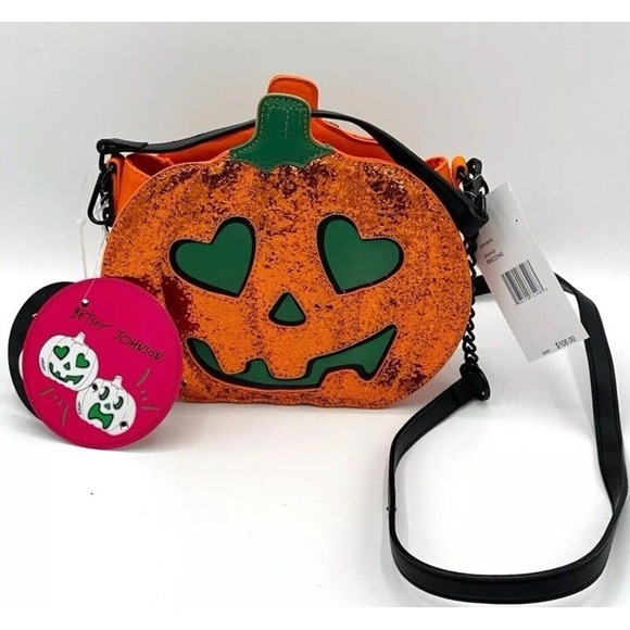 Betsey Johnson Handbags - Betsey Johnson Halloween Jack O Lantern Glow Dark Pumpkin Crossbody Purse Bag